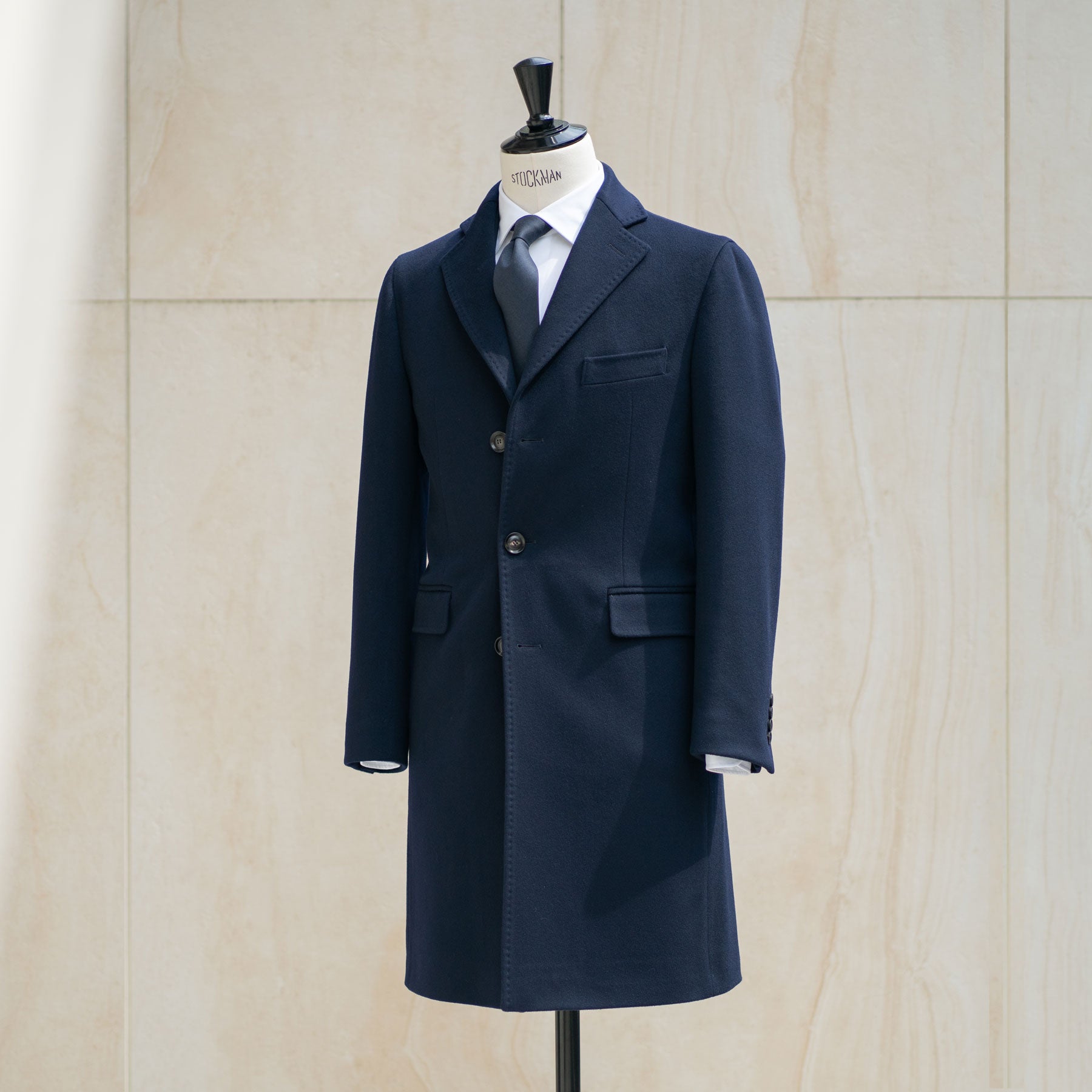 Loro Piana Woolシングルチェスターコートネイビー