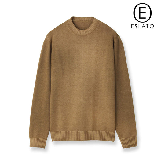 ESLATO ”Tintura Freddo” イタリア製スノー加工ウールニット クルーネック col.キャメル