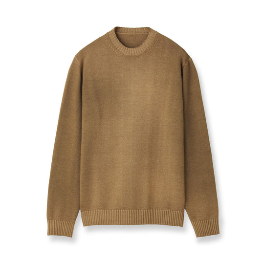 ESLATO イタリア製“Tintura Freddo（スノー加工）”ウールニット クルーネック col.キャメル