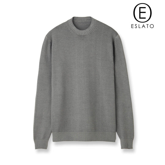 ESLATO ”Tintura Freddo” イタリア製スノー加工ウールニット クルーネック col.グレー