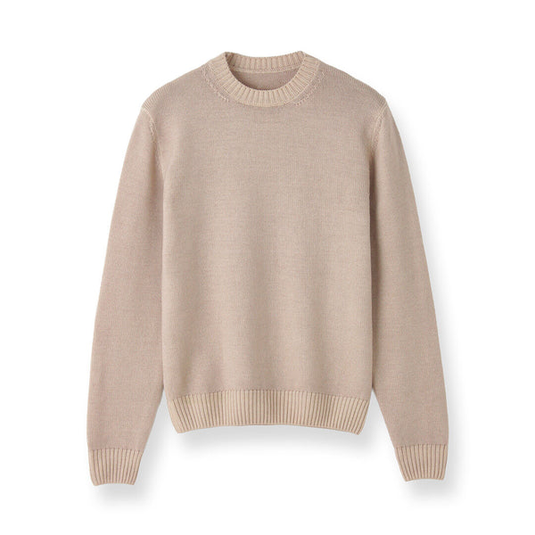 ESLATO イタリア製“Tintura Freddo（スノー加工）”ウールニット クルーネック col.エクリュ