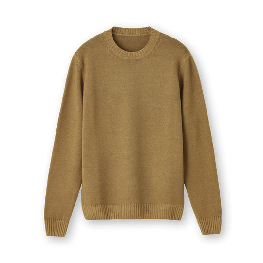 ESLATO イタリア製“Tintura Freddo（スノー加工）”ウールニット クルーネック col.キャメル