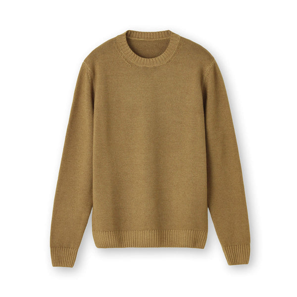 ESLATO イタリア製“Tintura Freddo（スノー加工）”ウールニット クルーネック col.キャメル