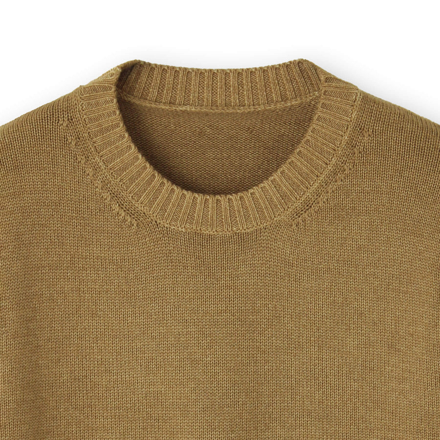 ESLATO イタリア製“Tintura Freddo（スノー加工）”ウールニット クルーネック col.キャメル