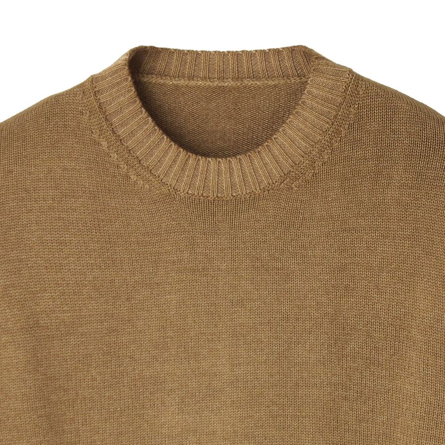 ESLATO イタリア製“Tintura Freddo（スノー加工）”ウールニット クルーネック col.キャメル