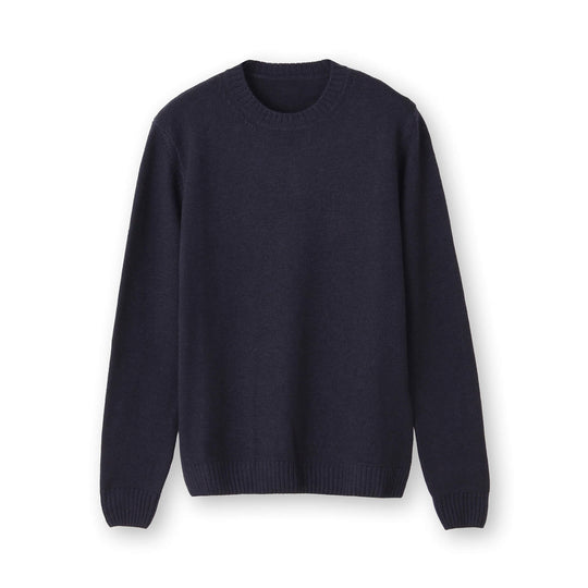 ESLATO イタリア製“Tintura Freddo（スノー加工）”ウールニット クルーネック col.ネイビー