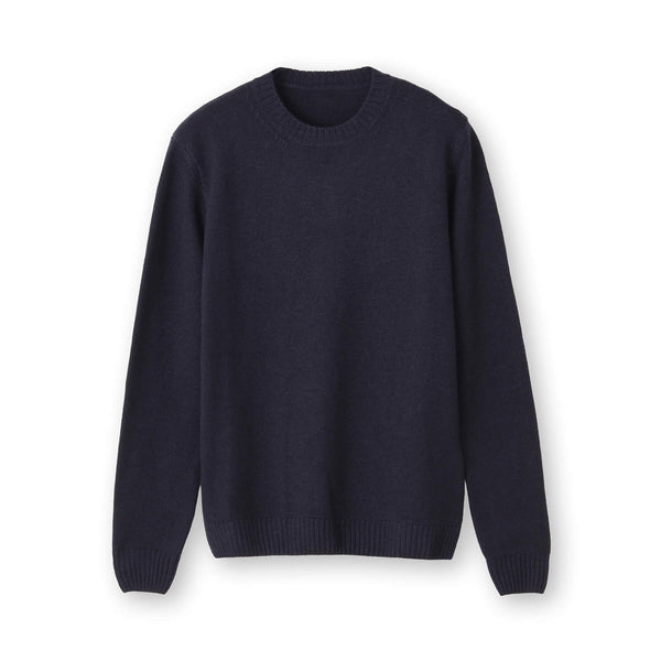 ESLATO イタリア製“Tintura Freddo（スノー加工）”ウールニット クルーネック col.ネイビー