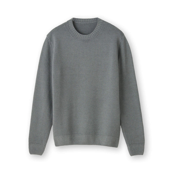 ESLATO イタリア製“Tintura Freddo（スノー加工）”ウールニット クルーネック col.グレー