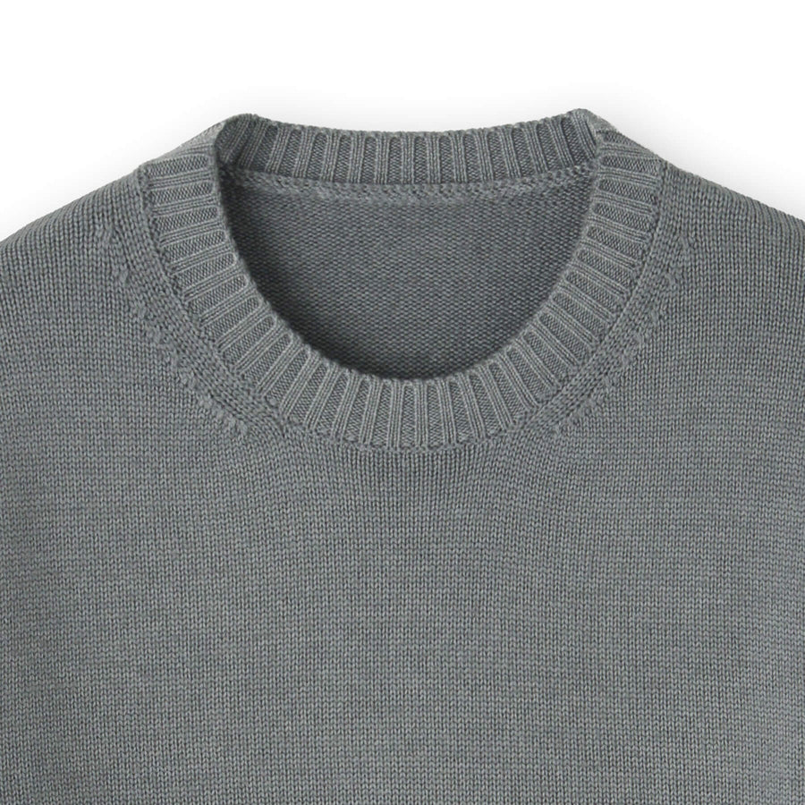 ESLATO イタリア製“Tintura Freddo（スノー加工）”ウールニット クルーネック col.グレー