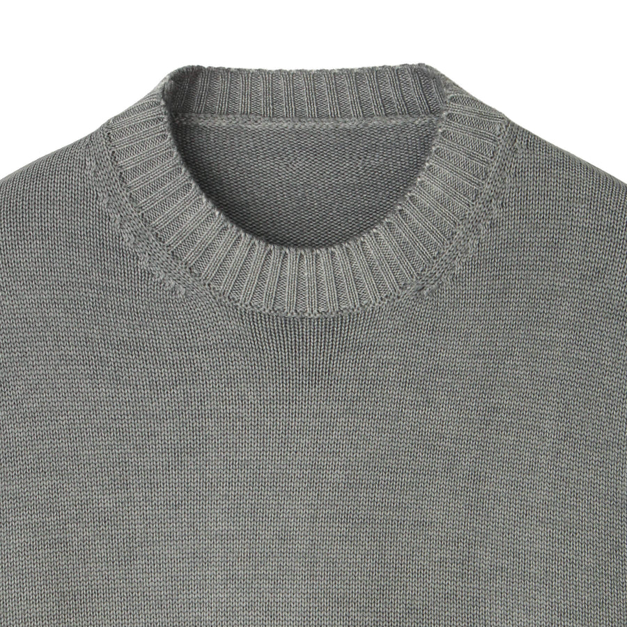 ESLATO イタリア製“Tintura Freddo（スノー加工）”ウールニット クルーネック col.グレー