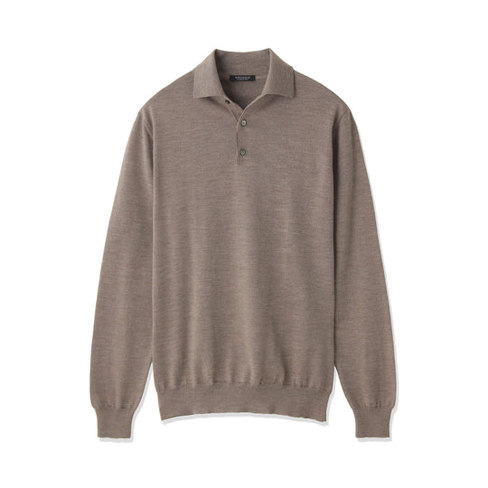 イタリア製メリノウールニット ポロ col.グレージュ