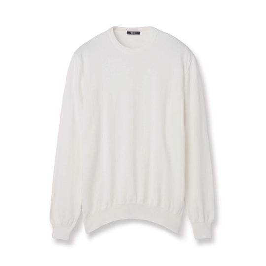 イタリア製コットンニット  長袖クルーネック col.ホワイト