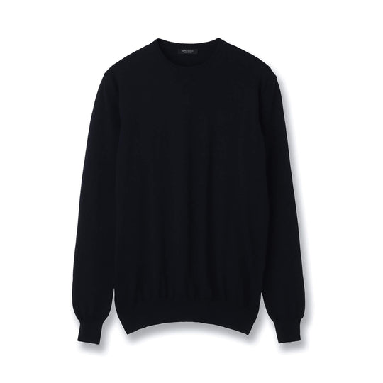 イタリア製コットンニット  長袖クルーネック col.ネイビー