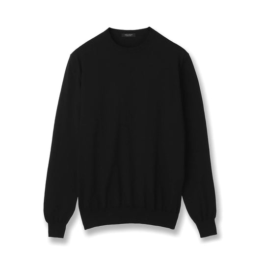 イタリア製コットンニット  長袖クルーネック col.ブラック
