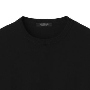 イタリア製コットンニット 長袖クルーネック col.ブラック - ARCODIO