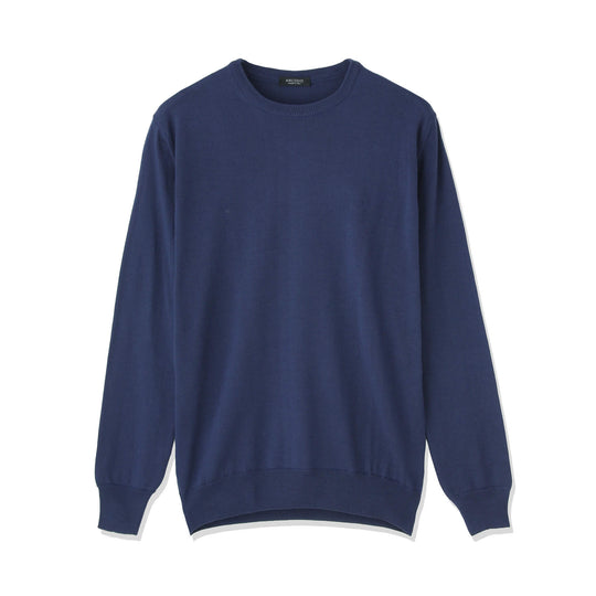 干場義雅氏 別注色 イタリア製メリノウールニット クルーネック col.ブルー