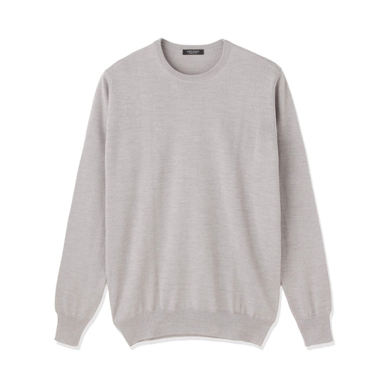 イタリア製メリノウールニット クルーネック col.ライトグレー