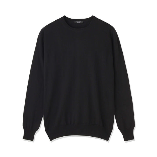 イタリア製メリノウールニット クルーネック col.ブラック