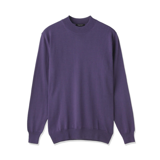 干場義雅氏 別注色 イタリア製メリノウールニット モックネック col.パープル