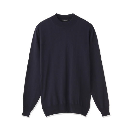 イタリア製メリノウールニット モックネック col.ネイビー