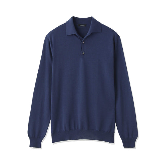 干場義雅氏 別注色 イタリア製メリノウールニット ポロ col.ブルー