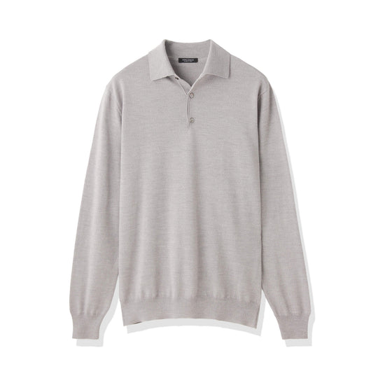 イタリア製メリノウールニット ポロ col.ライトグレー