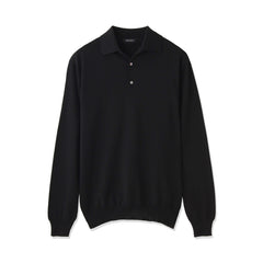 イタリア製メリノウールニット ポロ col.ブラック - ARCODIO