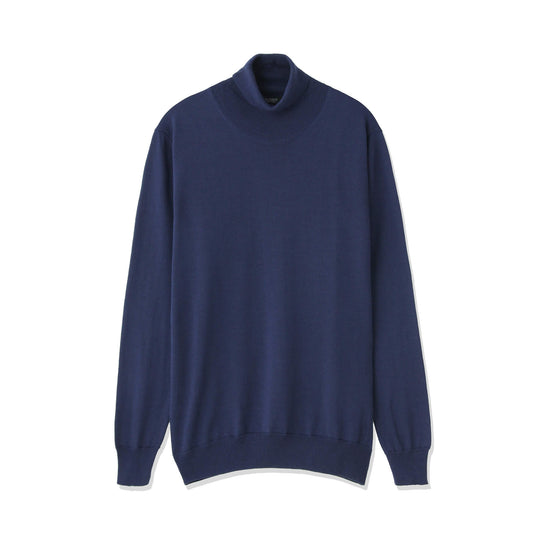 干場義雅氏 別注色 イタリア製メリノウールニット タートルネック col.ブルー