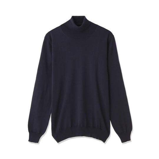 イタリア製メリノウールニット タートルネック col.ネイビー