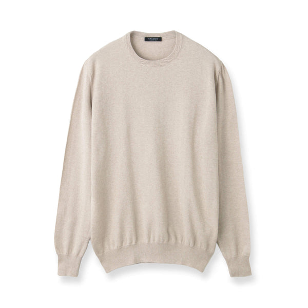 イタリア製“ORGANIC SENSE”コットンカシミヤニット クルーネック col.ベージュ