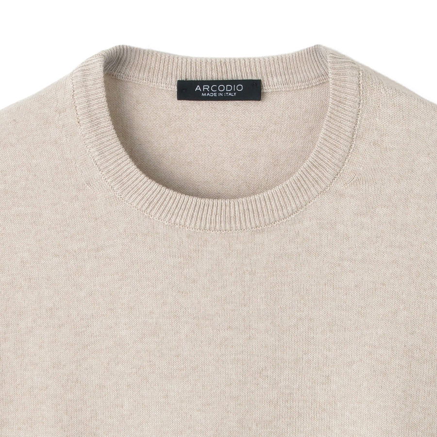 イタリア製“ORGANIC SENSE”コットンカシミヤニット クルーネック col.ベージュ