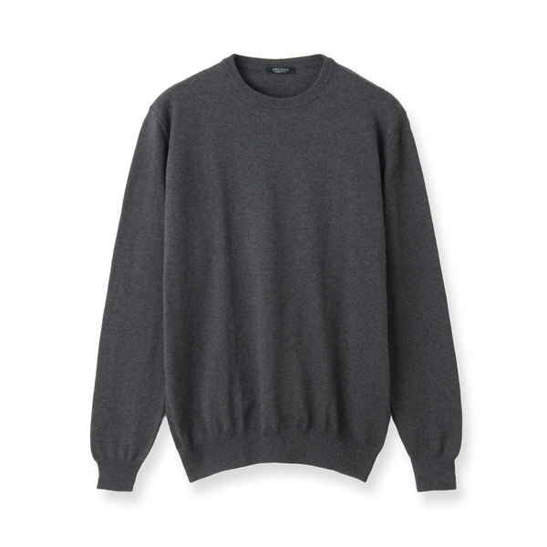 イタリア製“ORGANIC SENSE”コットンカシミヤニット クルーネック col.グレー