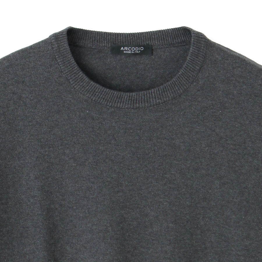 イタリア製“ORGANIC SENSE”コットンカシミヤニット クルーネック col.グレー