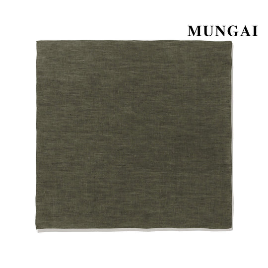 MUNGAI ハンドロールステッチ リネンポケットチーフ col.グリーン