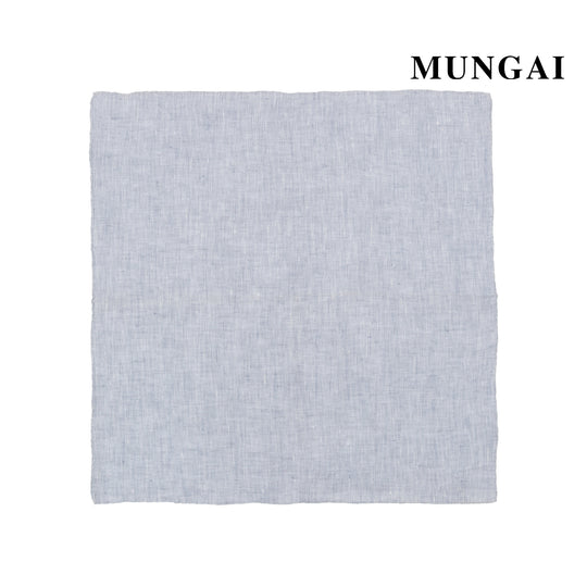 MUNGAI ハンドロールステッチ リネンポケットチーフ col.パステルブルー