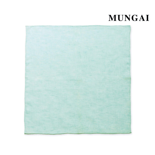MUNGAI ハンドロールステッチ リネンポケットチーフ カラー：パステルウォーターブルー