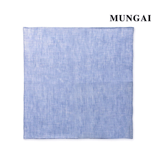 MUNGAI ハンドロールステッチ リネンポケットチーフ col.スカイブルー