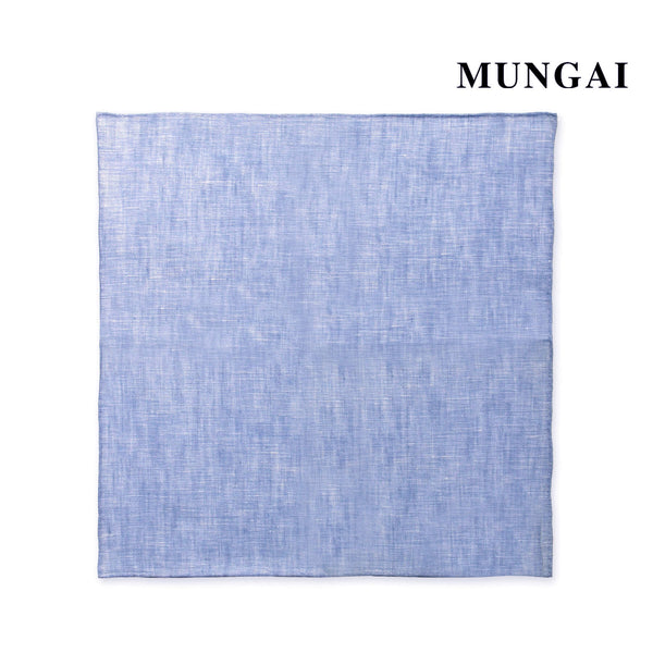 MUNGAI ハンドロールステッチ リネンポケットチーフ カラー：スカイブルー