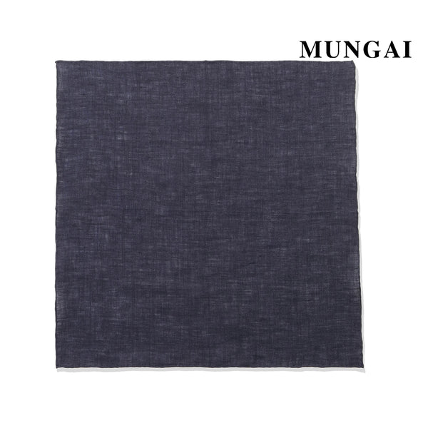 MUNGAI ハンドロールステッチ リネンポケットチーフ カラー：ネイビー