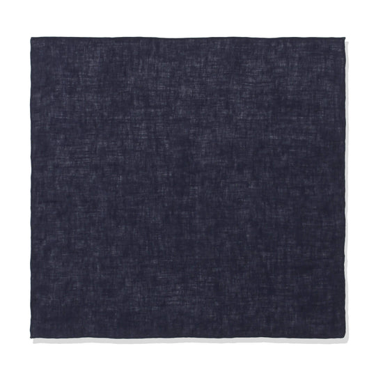 【予約販売】ハンドロールステッチ リネンポケットチーフ col.ネイビー