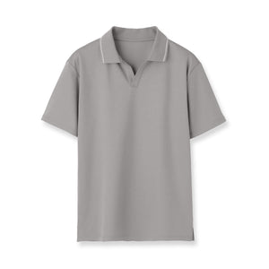 【美品】gypsohila 　ジプソフィア　ポロシャツ　グレー 7oz コンパクトヤーンストレッチジャージー ラインリブスキッパー