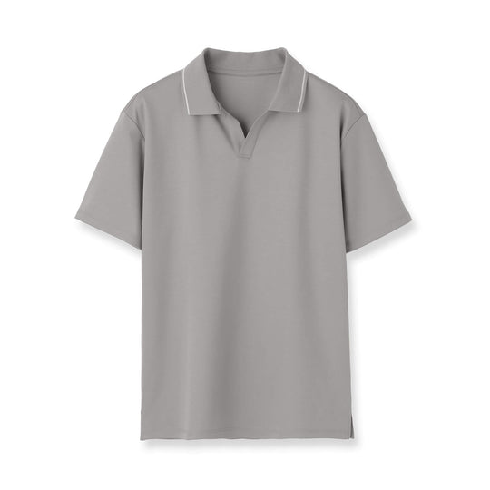 7oz コンパクトヤーンストレッチジャージー ラインリブスキッパーポロシャツ col.グレー