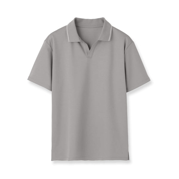 7oz コンパクトヤーンストレッチジャージー ラインリブスキッパーポロシャツ col.グレー