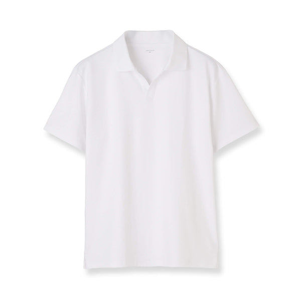 7oz コンパクトヤーンストレッチジャージー スキッパーポロシャツ col.ホワイト