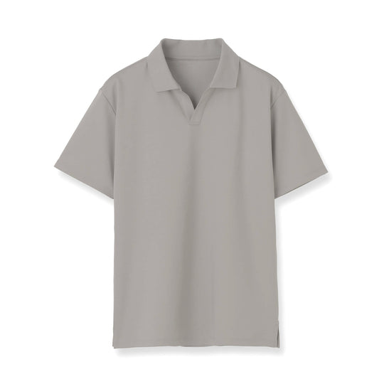 7oz コンパクトヤーンストレッチジャージー スキッパーポロシャツ col.グレー