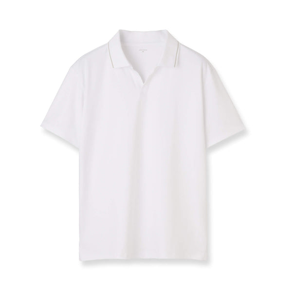 7oz コンパクトヤーンストレッチジャージー ラインリブスキッパーポロシャツ col.ホワイト