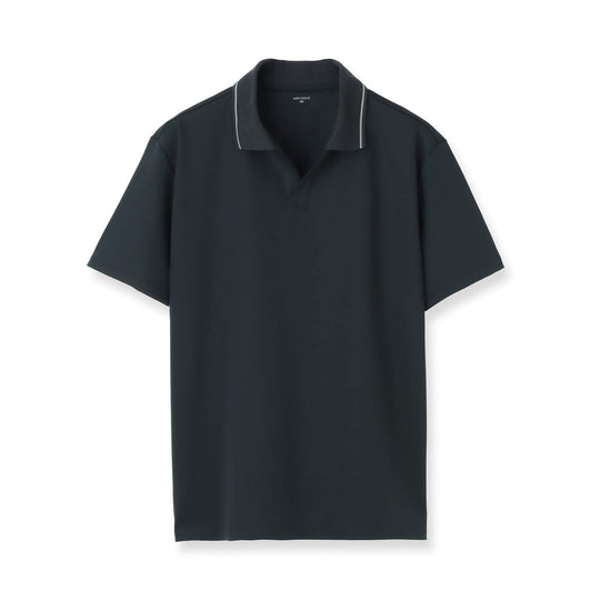 7oz コンパクトヤーンストレッチジャージー ラインリブスキッパーポロシャツ col.ネイビー