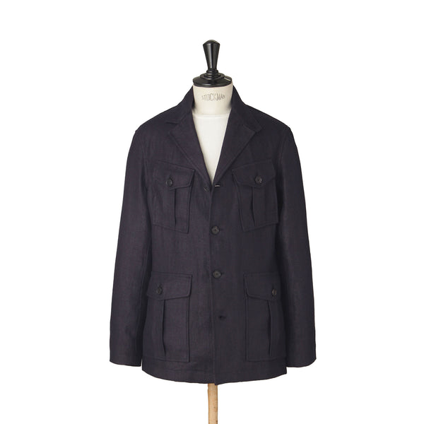 リネン フィールドジャケット col.ネイビー