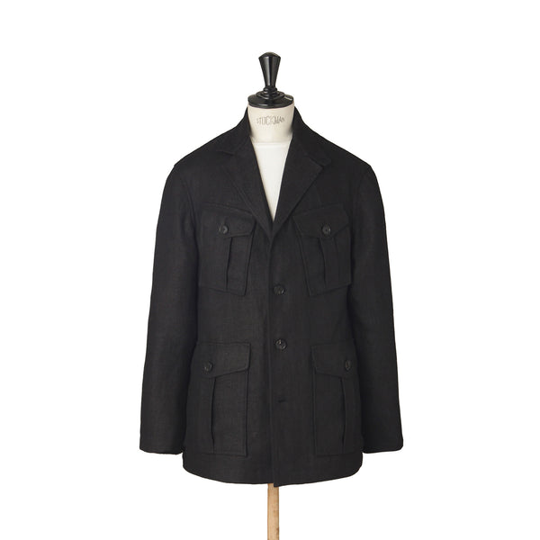 リネン フィールドジャケット col.ブラック