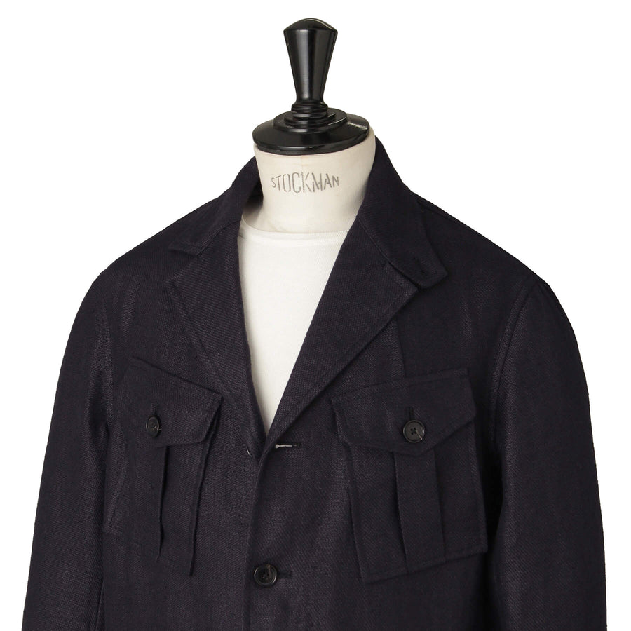 リネン フィールドジャケット col.ネイビー